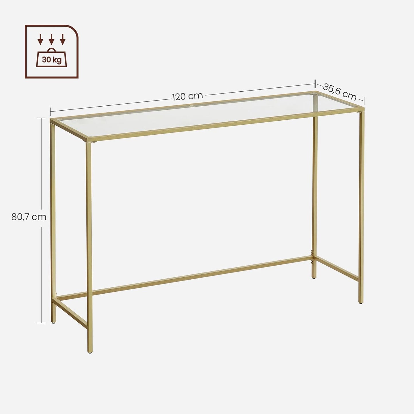 VASAGLE Console table tempered glass table top LGT036A01