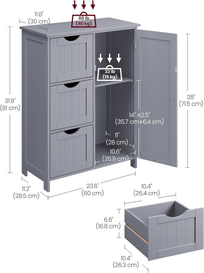 VASAGLE Bathroom Floor Storage Cabinet BBC049G02