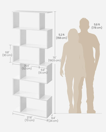 VASAGLE Bookshelf LBC61WT