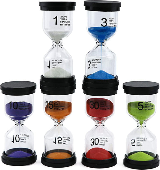 Set of 6 Glass Sand Hourglass Timer