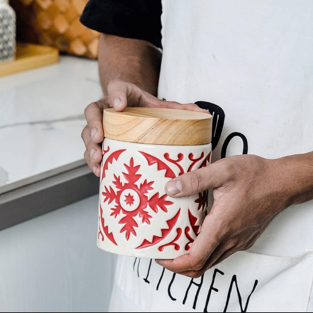 Ceramic Food Storage Jar with Wooden Lid