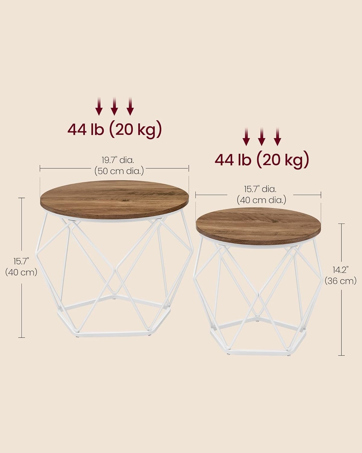 VASAGLE Set of 2 Coffee Table LET040K41