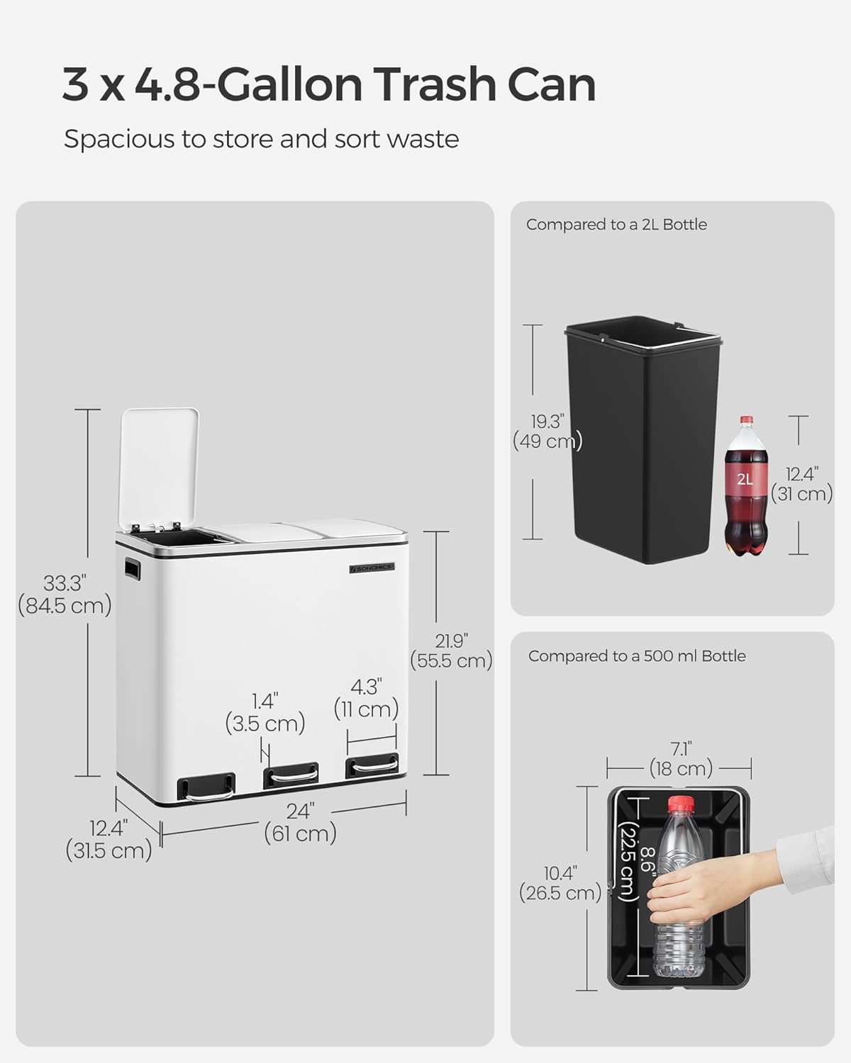 SONGMICS Kitchen Bin LTB54WT