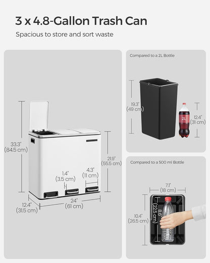 SONGMICS Kitchen Bin LTB54WT