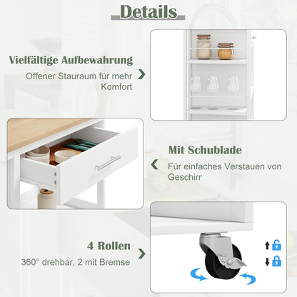 WOLTU Kitchen trolley with worktop RW051EIW