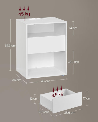 VASAGLE Snapsemble Bedside Table with 1 Drawer (LET777W04)