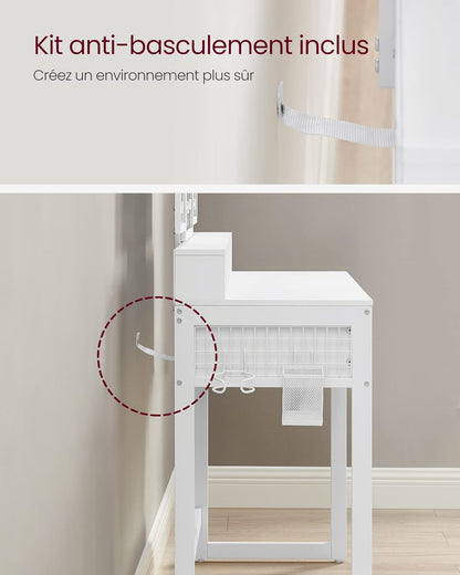 VASAGLE Dressing Table with Padded Stool RVT004W14V1