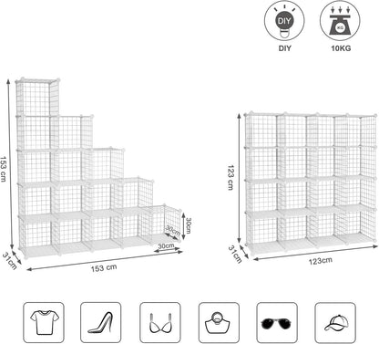 SONGMICS 16 Cube Metal Wire Storage Organiser LPI44W
