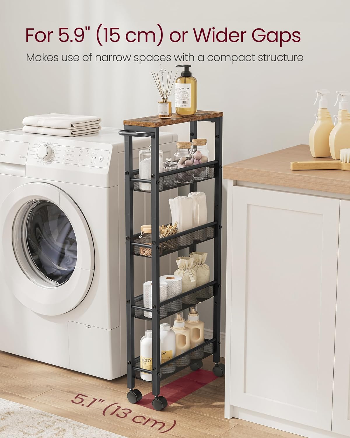 VASAGLE 5-Shelf Trolley LRC034B01