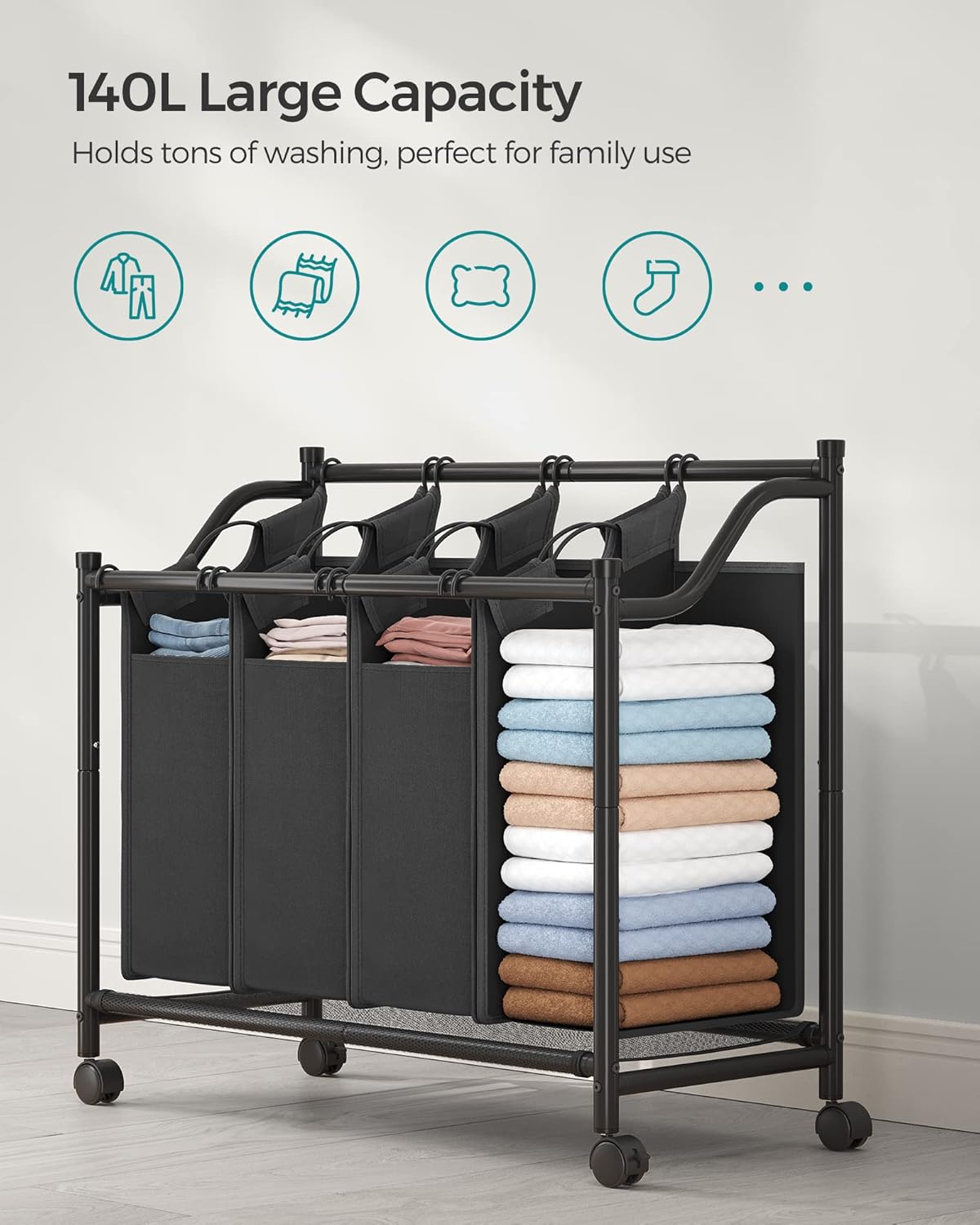 SONGMICS Rolling Laundry Sorter LSF005