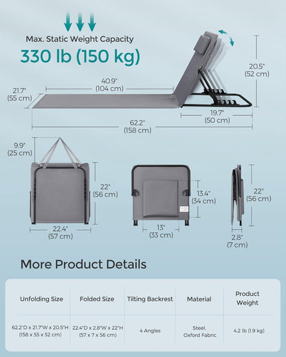 SONGMICS Set of 2 Folding Beach Sunloungers GCB251G01