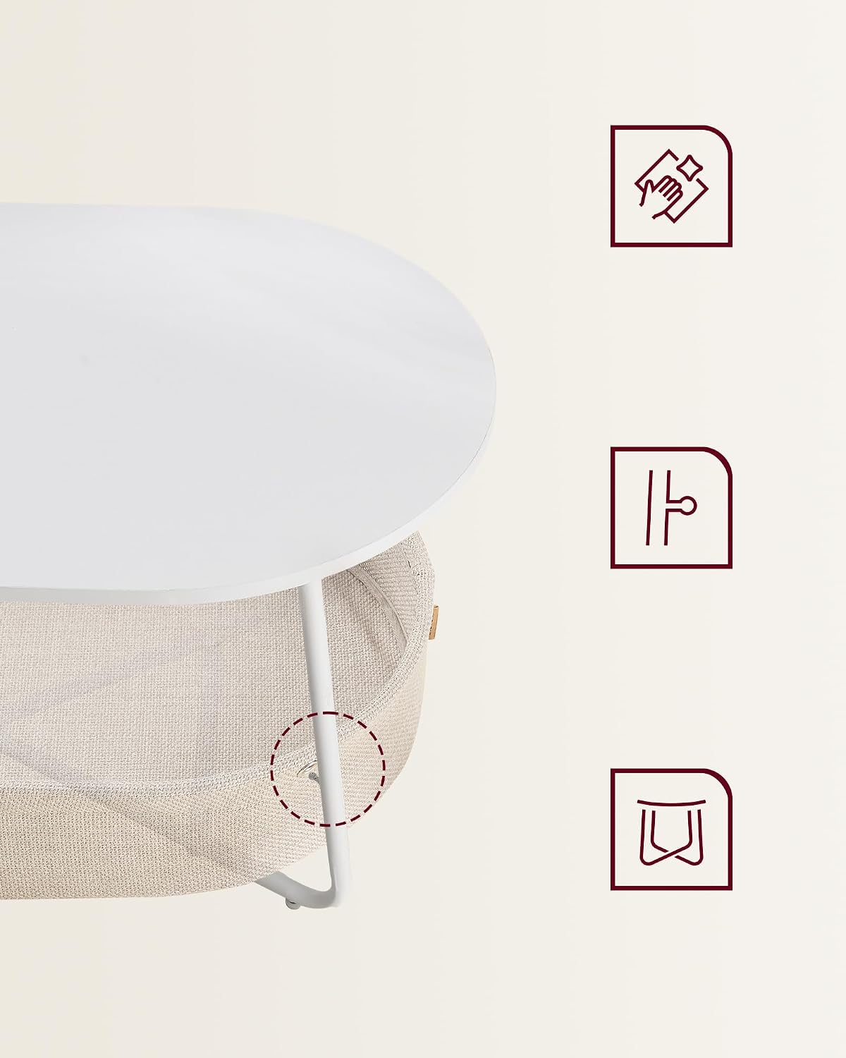 VASAGLE Oval Coffee Table with Storage Space (LCT222W10)
