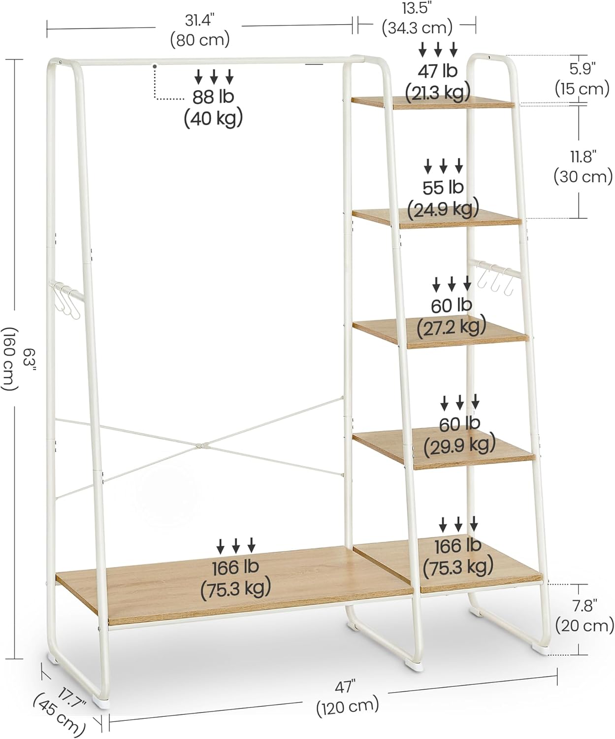 VASAGLE Clothes Rail RGR116W09
