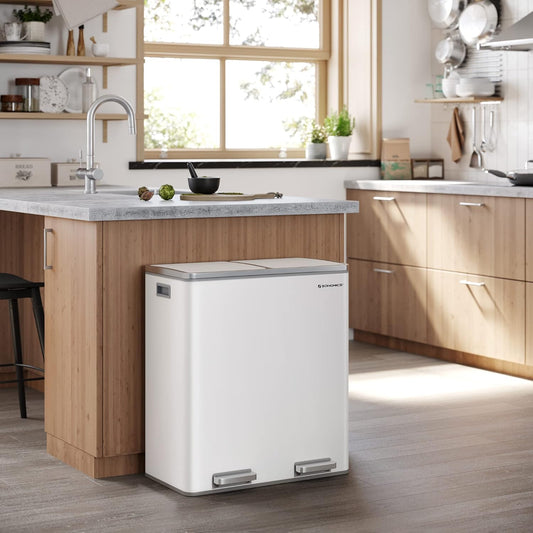 SONGMICS Dual Rubbish Bin LTB60WT