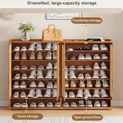 Bamboo Shoe Cabinet with Doors