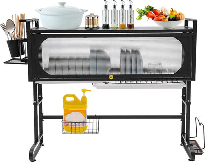 Over Sink Dish Drying Rack with Flip-Type Cabinet Door