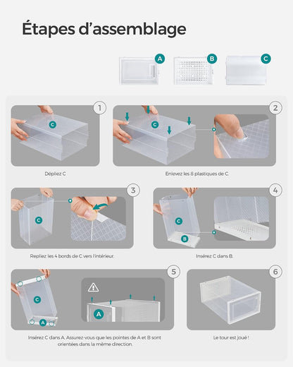 SONGMICS Set of 12 Stackable Shoe Boxes (LSP12SWTV2)