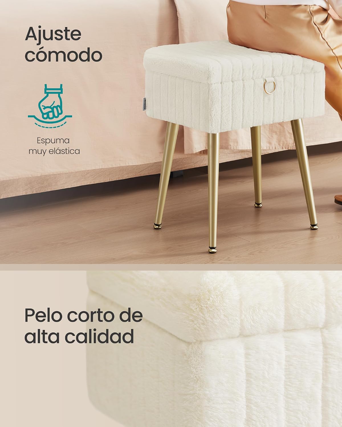 SONGMICS Vanity Stool Makeup Bench with Space (LOM505WZ02)