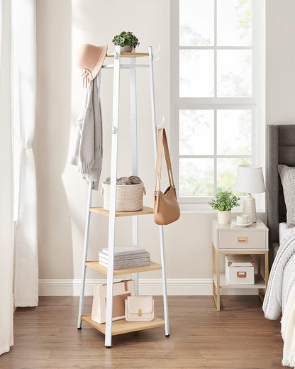 VASAGLE Coat Stand, Coat Rack with 8 Double Coat Hooks (LCR080W09)