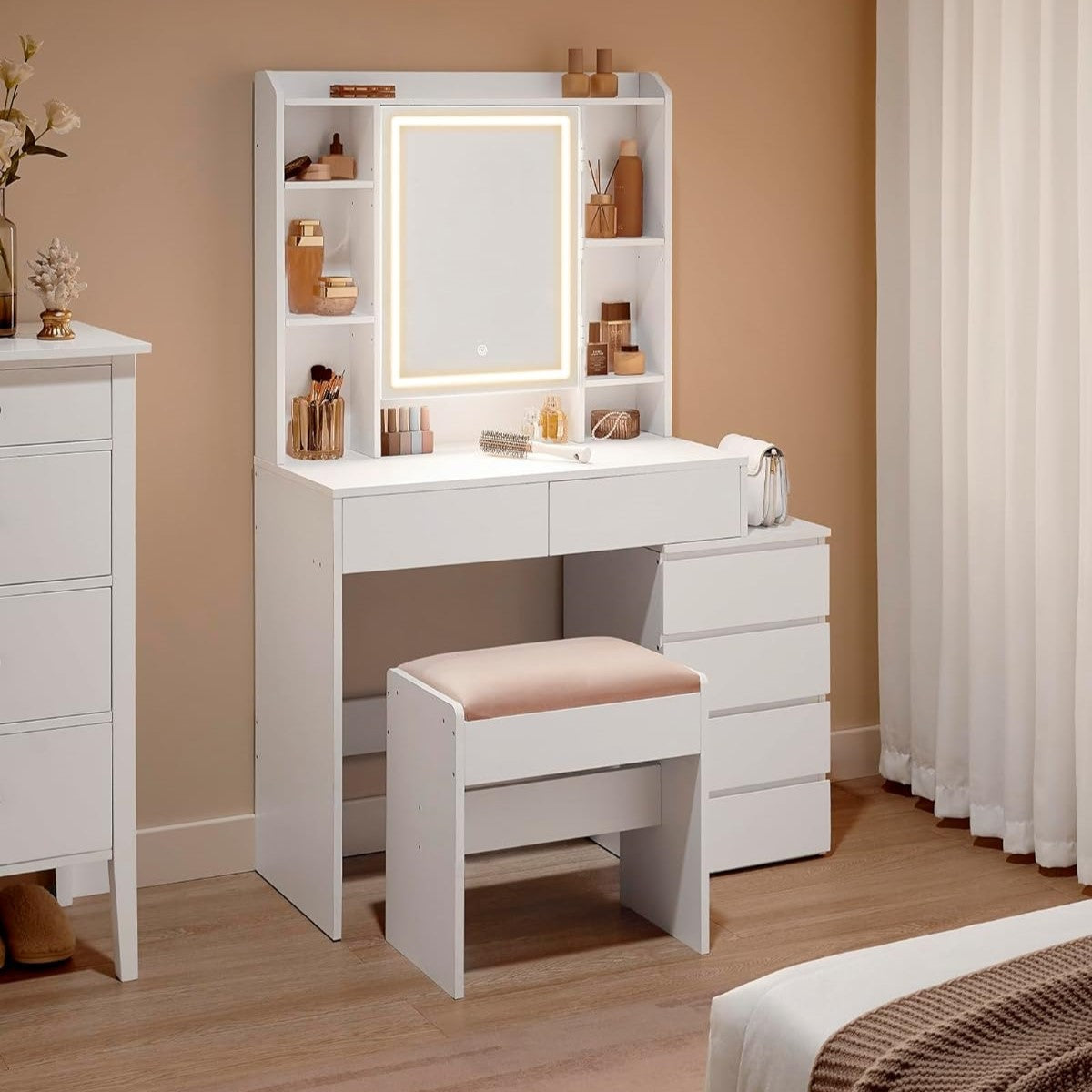 VASAGLE LED Lighting Dressing Table