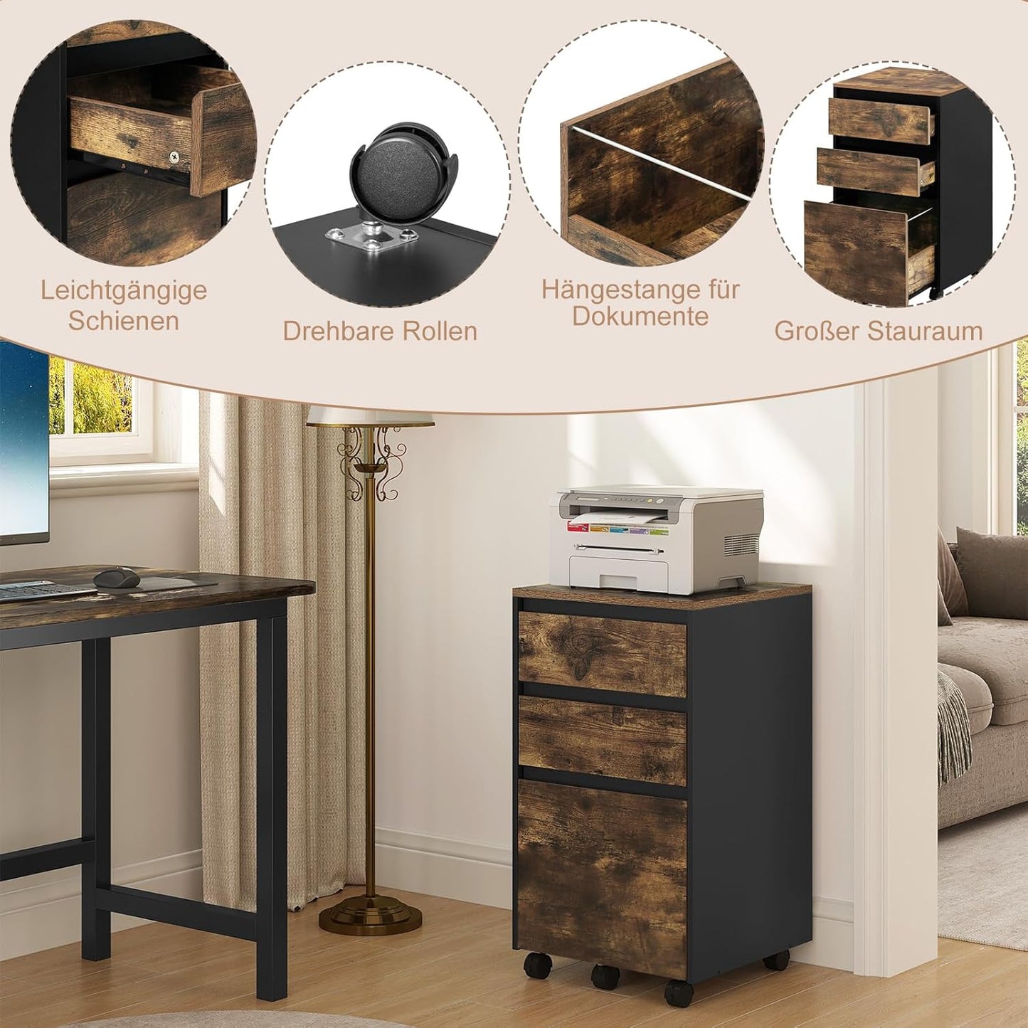 WOLTU Mobile Filing Cabinet ASK01HOV