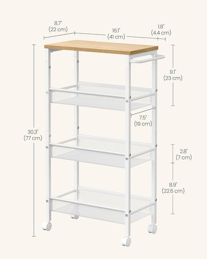 VASAGLE 4-Tier Trolley LRC033W09