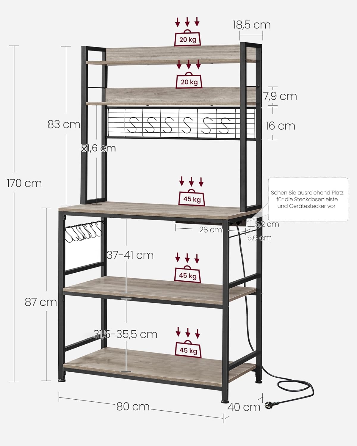 VASAGLE Kitchen Shelf KkS025B02EU