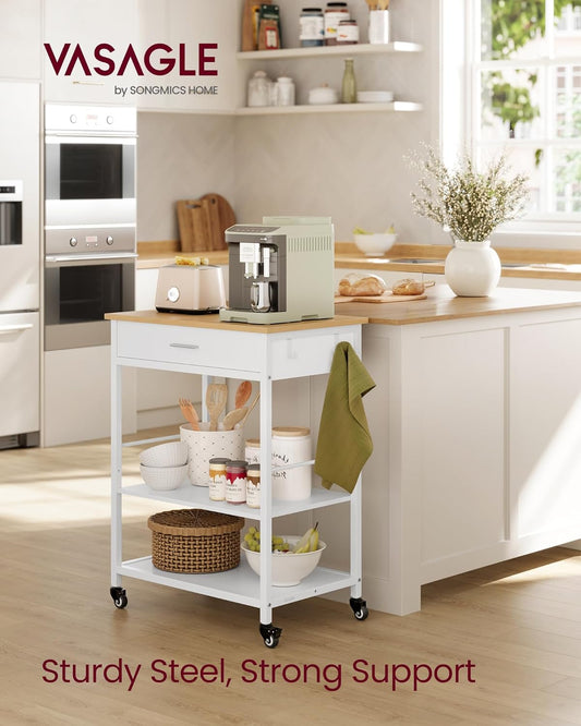 VASAGLE Mobile Kitchen Island on Wheels (KKI007Y01.)