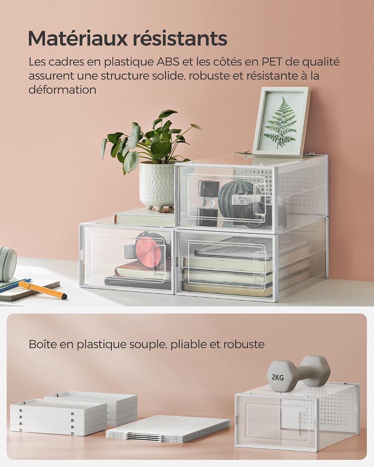 SONGMICS Set of 12 Stackable Shoe Boxes (LSP12SWTV2)