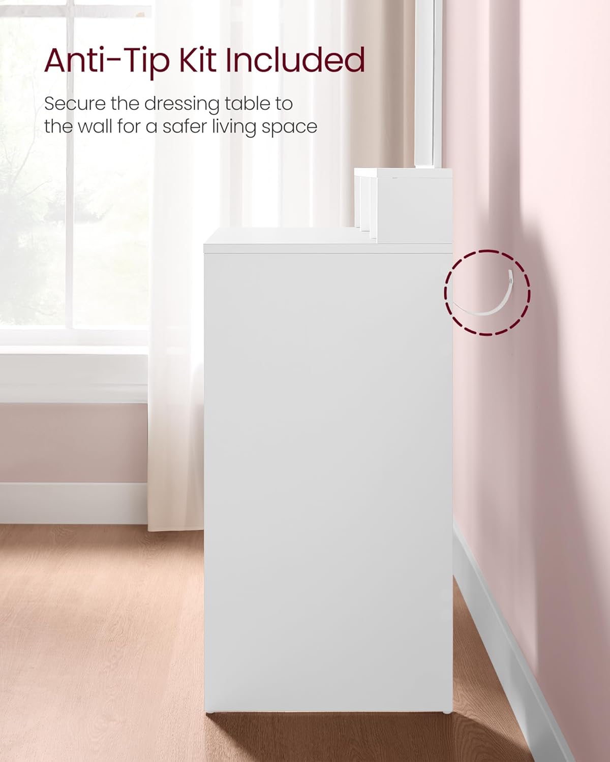 VASAGLE Modern White Dressing Table RDT103W01