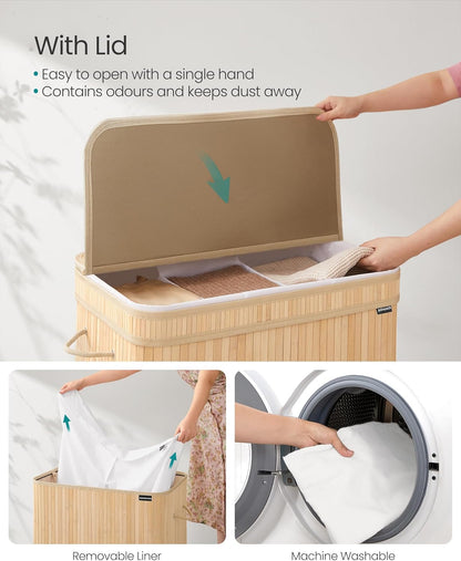 SONGMICS Laundry Hamper with Lid LCB062N01
