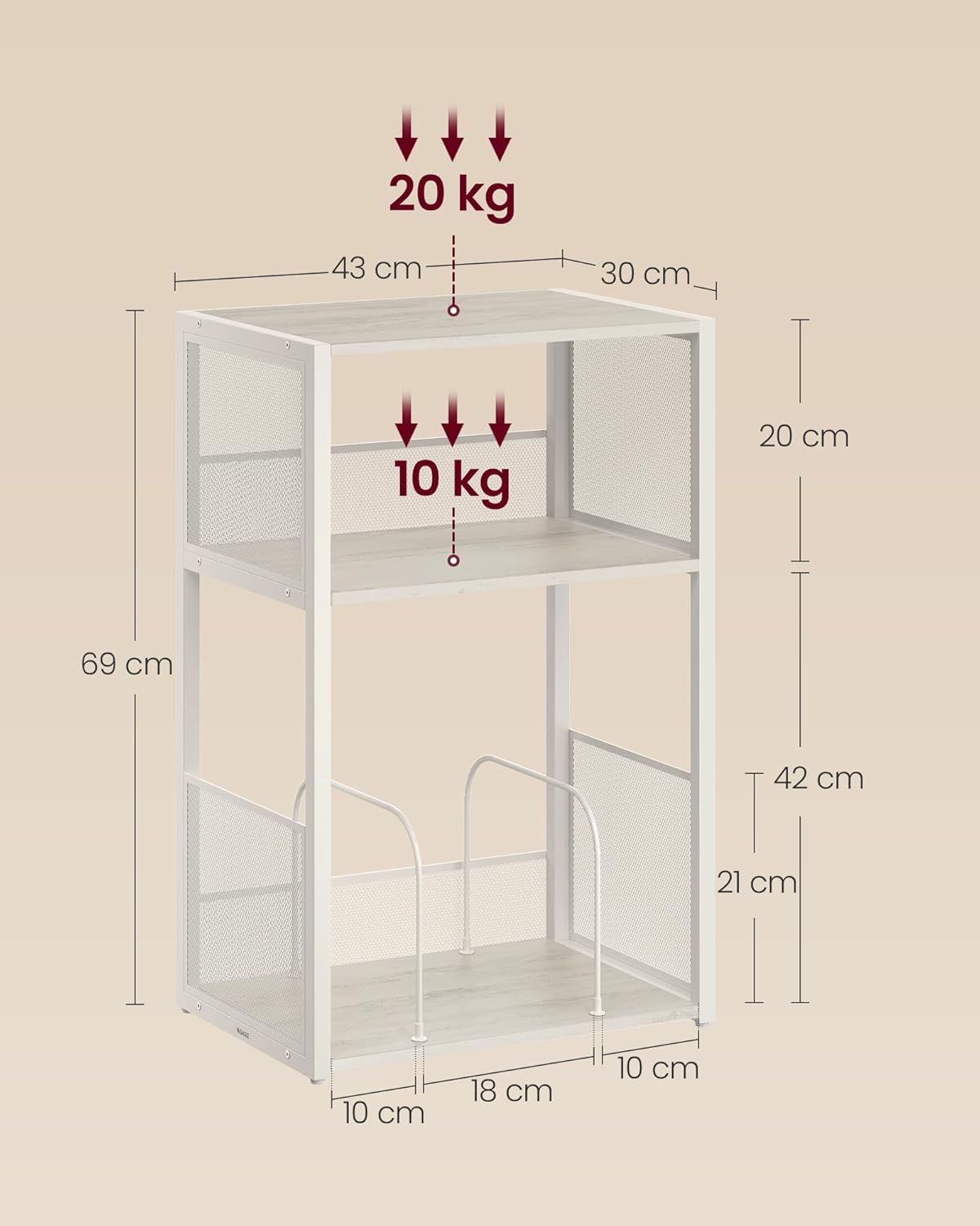 VASAGLE 3 Tier Side Table LET275W01