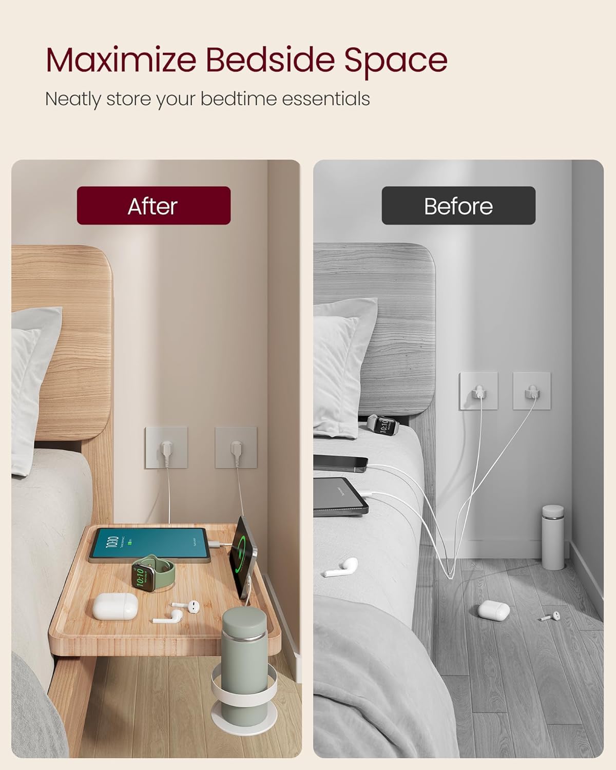 VASAGLE Bedside Shelf LET301N03