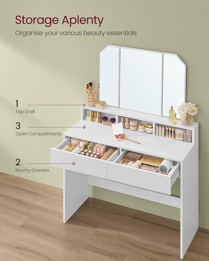 VASAGLE Modern White Dressing Table RDT115W01