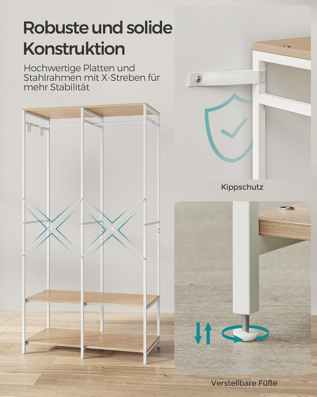 SONGMICS Open Wardrobe with Clothes Rail RGR004W67