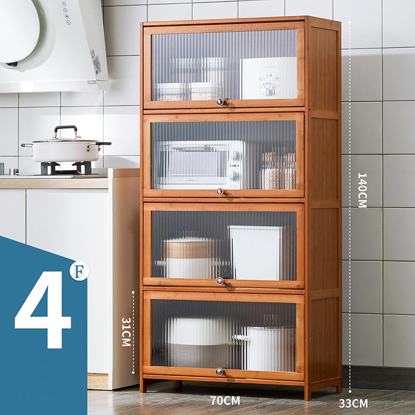 Bamboo Storage Cabinet with Acrylic Doors