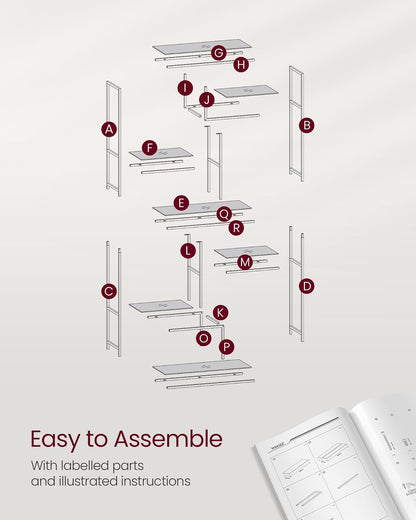 VASAGLE Bookshelf, 6-Tier