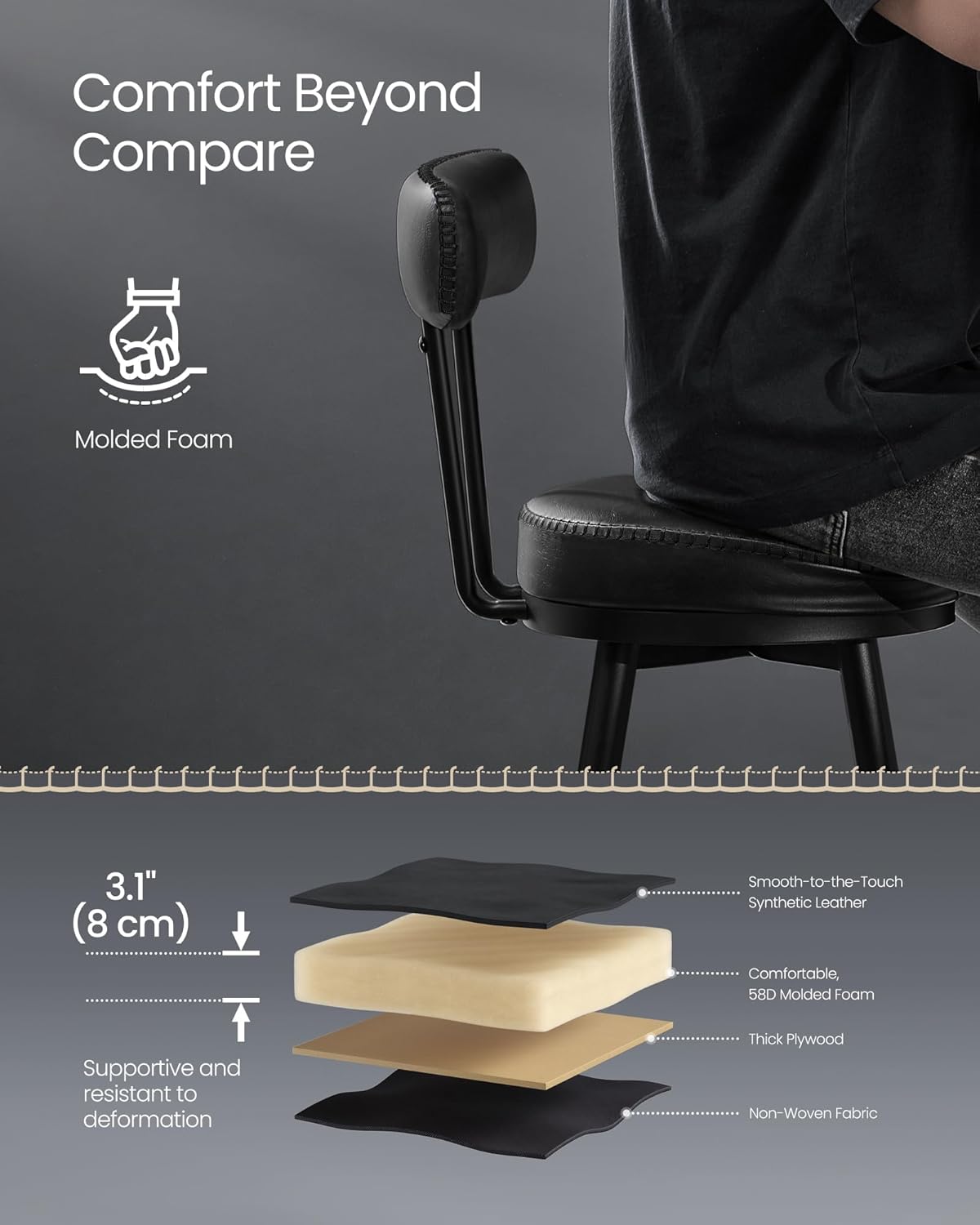 VASAGLE Set of 2 Bar Stools