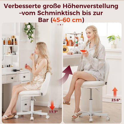 COMHOMA Desk Vanity Chair with Wheels (EU-CH710-WHITE-PU)