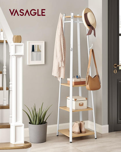 VASAGLE Coat Stand, Coat Rack with 8 Double Coat Hooks (LCR080W09)