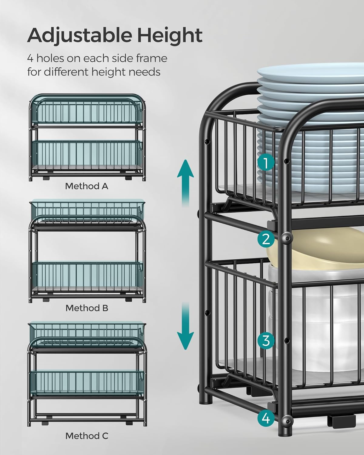 SONGMICS 2-Tier Pull Out Cabinet Organizer