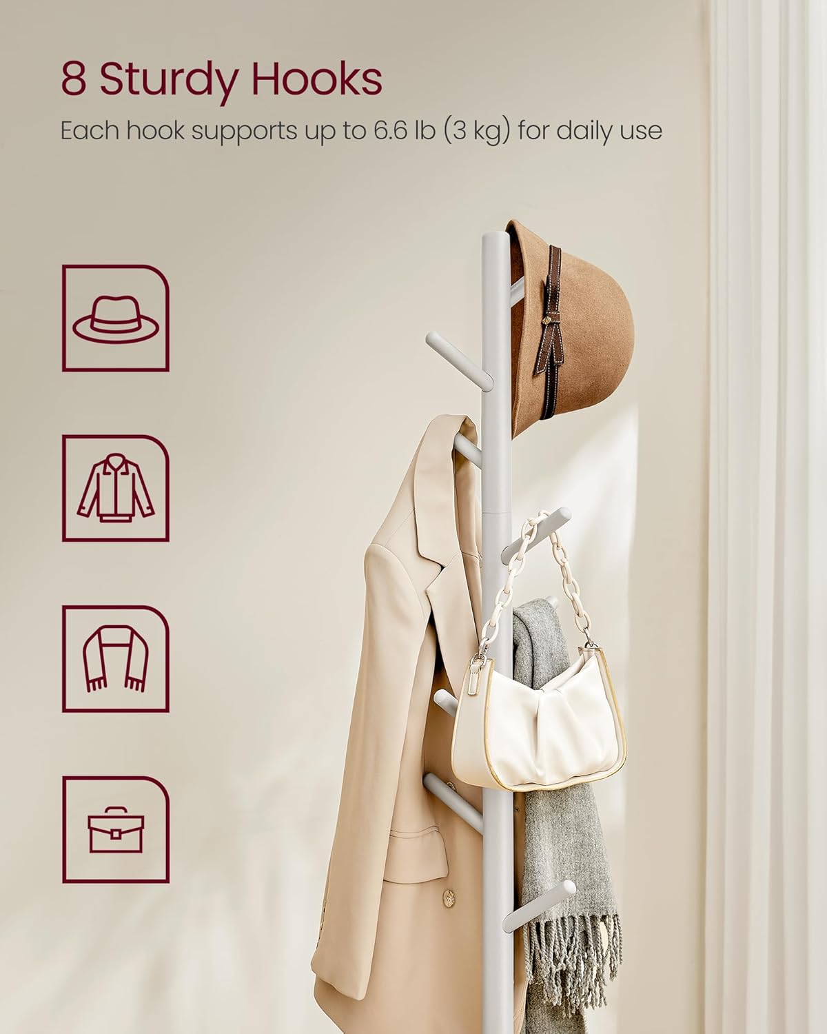 VASAGLE Wooden Coat Stand RCR010K01