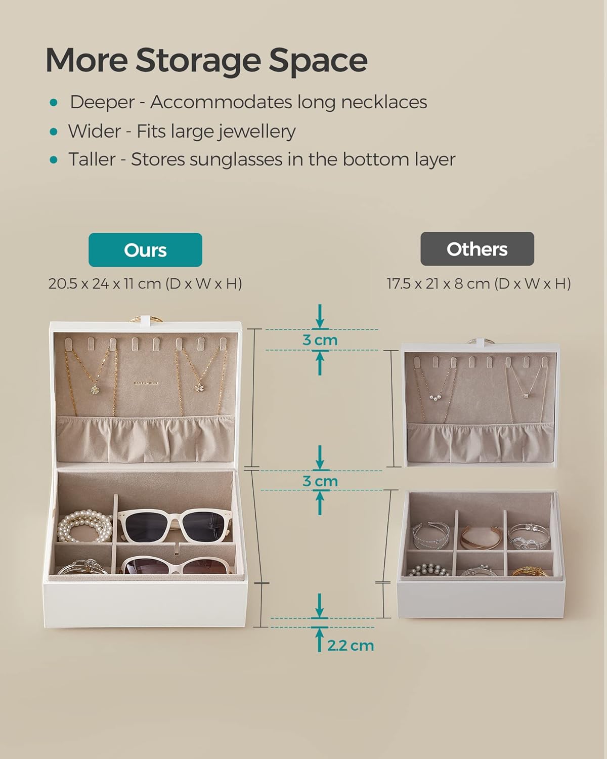 SONGMICS Jewellery Box JBC165w01