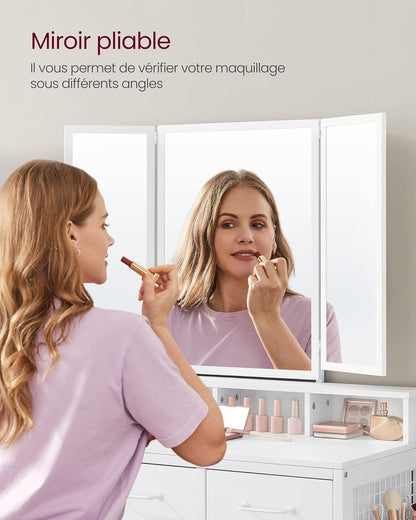 VASAGLE Dressing Table with Padded Stool RVT004W14V1