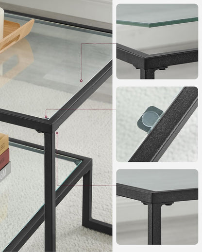 VASAGLE Glass Coffee Table LGT033B61