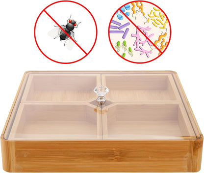 Bamboo Snack Serving Tray with Transparent Lid