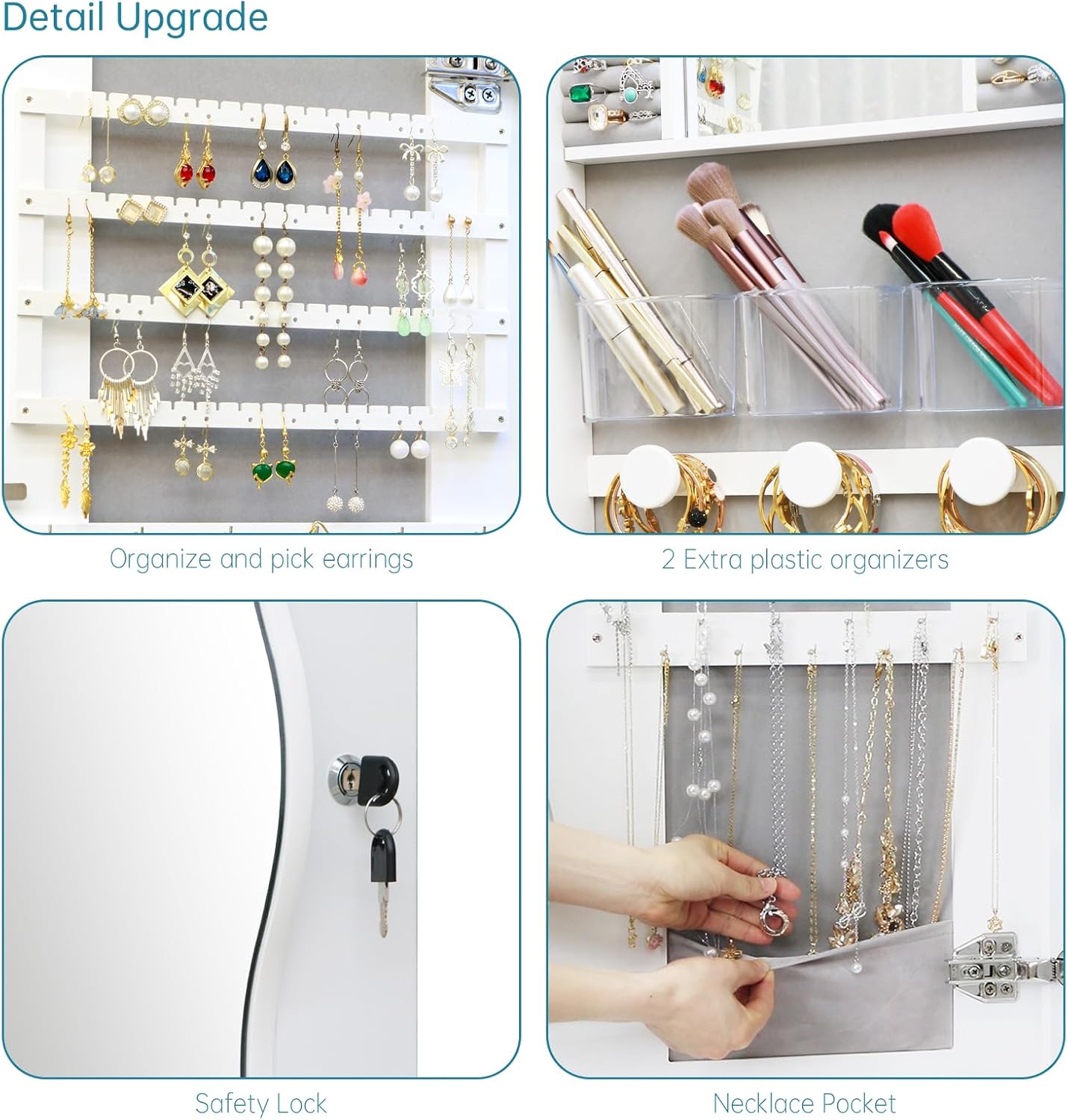 LED Jewelry Armoire Cabinet – Wall or Door Mounted