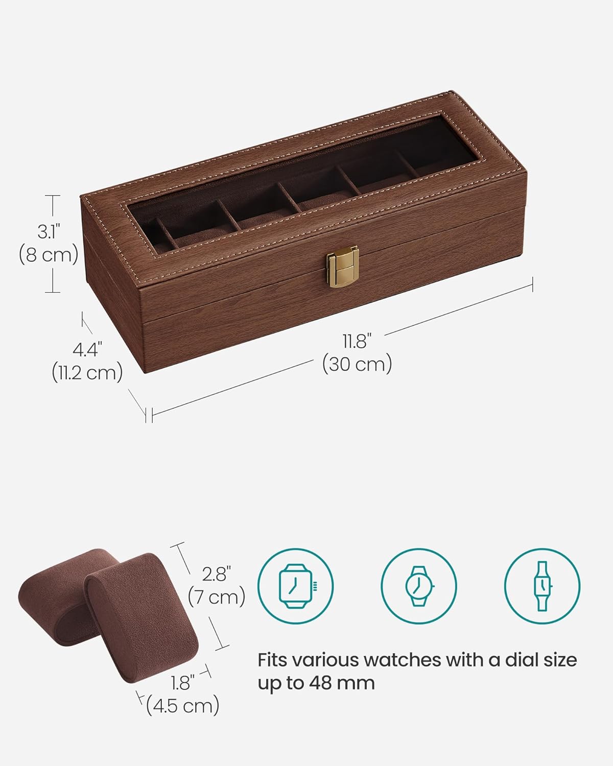 SONGMICS Watch Box with 6 Slots (JWB006K01)