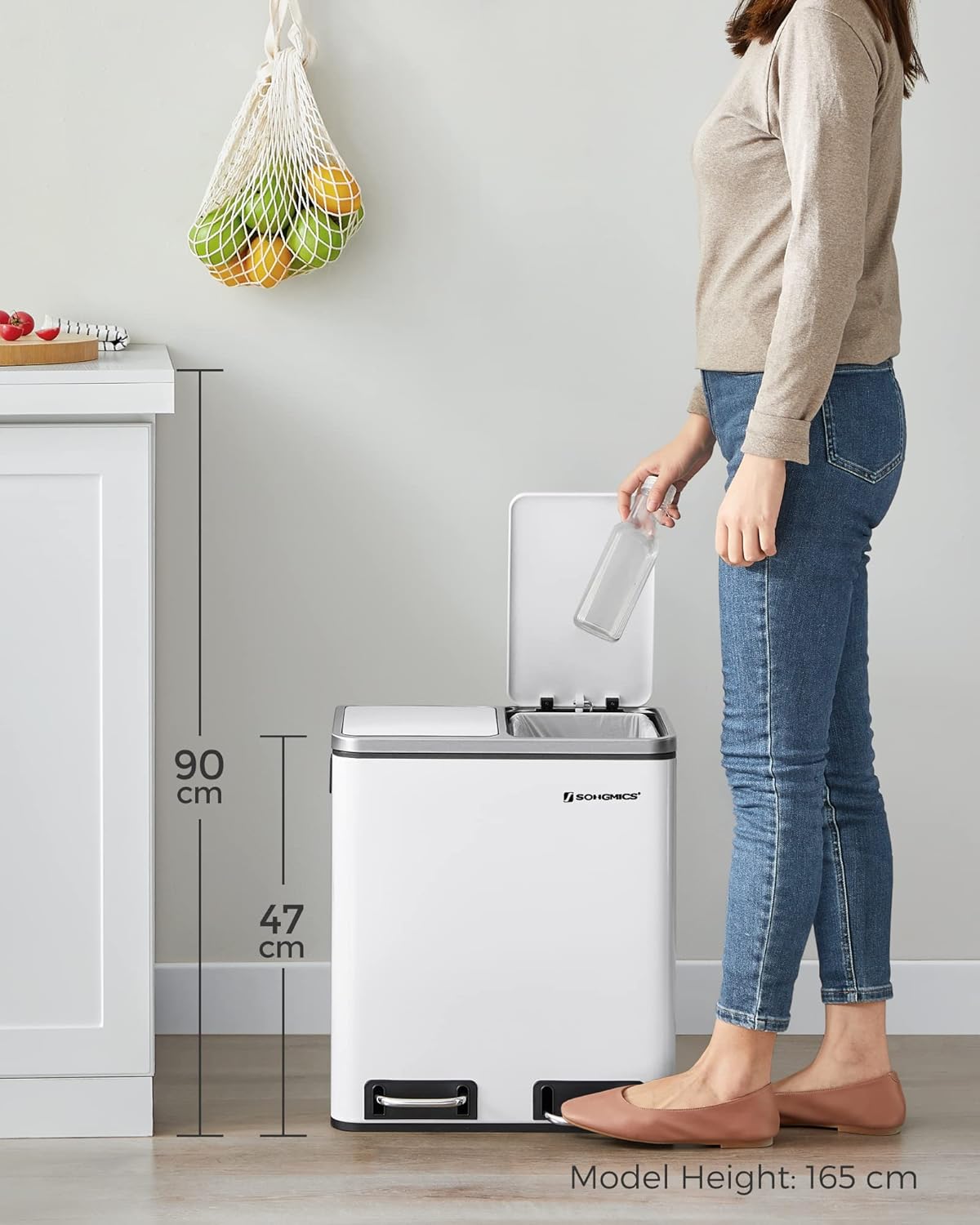 SONGMICS Kitchen Bin LTB30WT