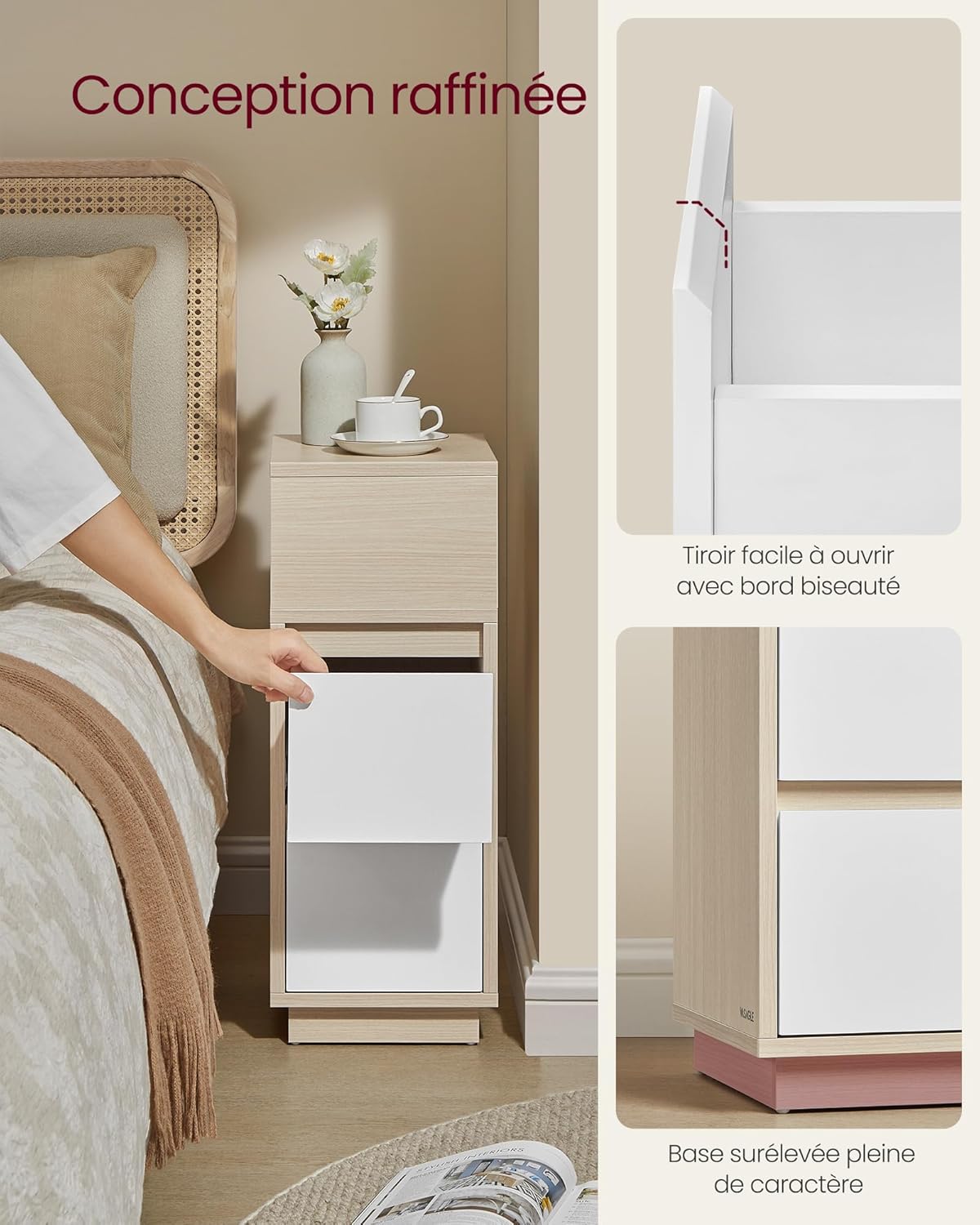 VASAGLE Narrow Bedside Table LET656N01